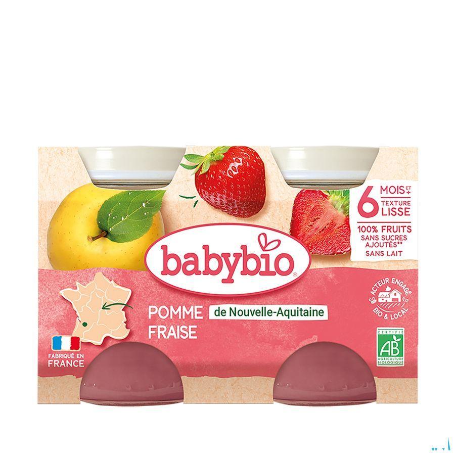 Babybio Bipack Appel-Aardbei +6M 2X130g 51093