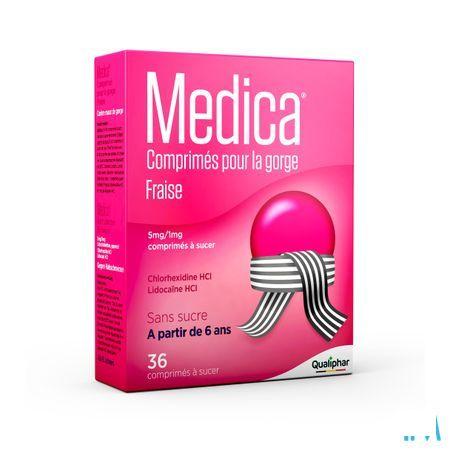 Medica Keeltabletten Aardbei Zuigtabl 36