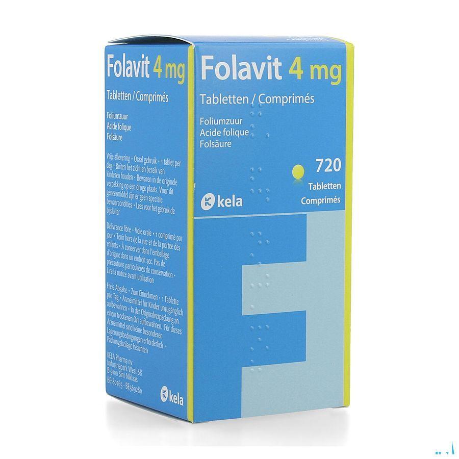 Folavit 4 mg Comp 720 X 4 mg  -  Kela Pharma
