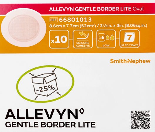 Allevyn Gentle Border Lite Ovaal Small 10 66801013  -  Smith Nephew