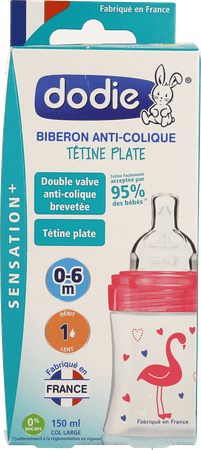 Dodie Biberon Sensation + Rose Flamant 0-6m 150 ml