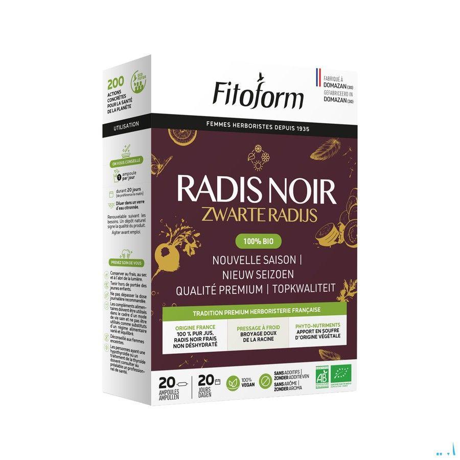 Zwarte Radijs Bio Ampullen 20x10 ml Fitoform  -  Bioholistic Diffusion