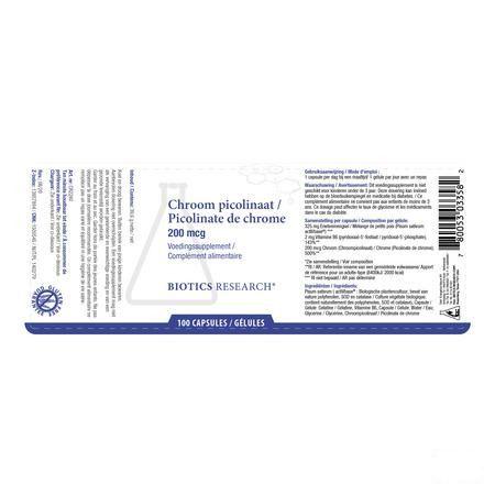 Biotics Chroom Picolinaat 200mcg 100 gélules  -  Energetica Natura