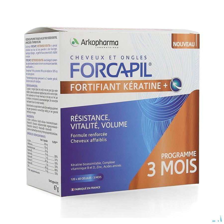 Forcapil Keratine+ Lot Caps 180  -  Arkopharma