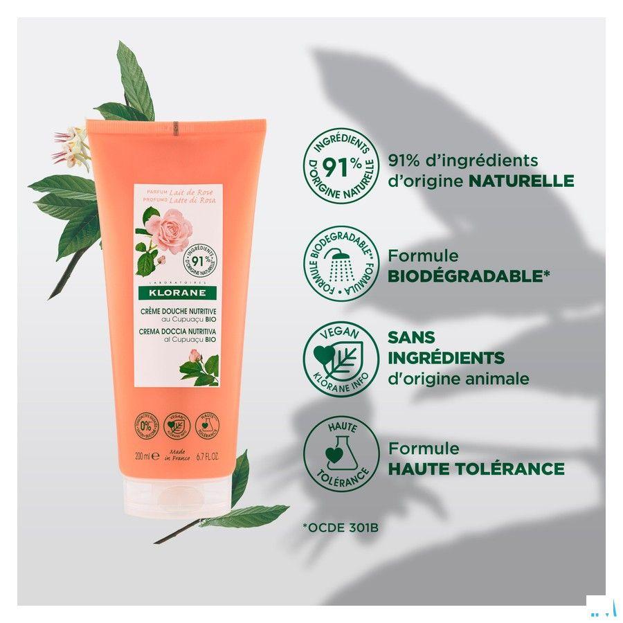 Klorane Corps Creme Douche Lait Rose 200 ml