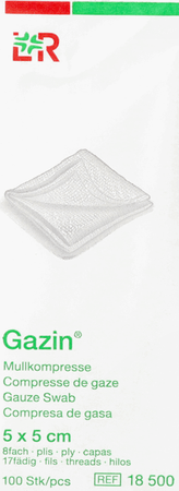 Gazin Kompres Niet steriel 8p 5,0x 5,0cm 100 18500  -  Lohmann & Rauscher