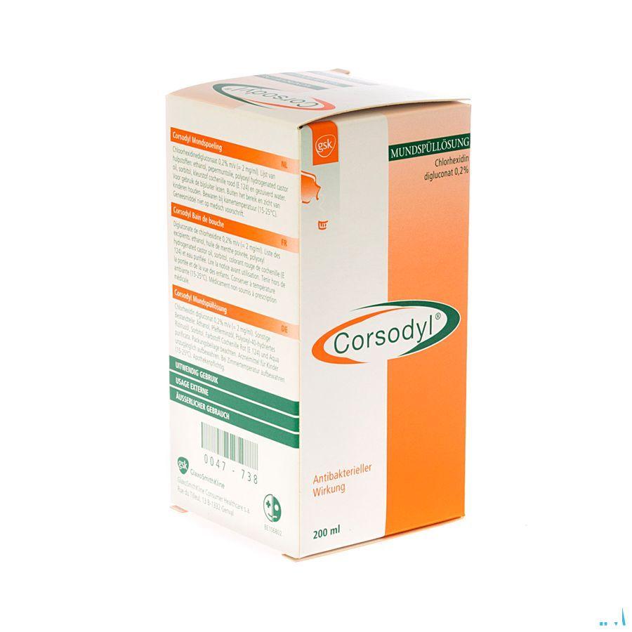 Corsodyl 2 mg/ml Oplossing Mondwater 200 ml