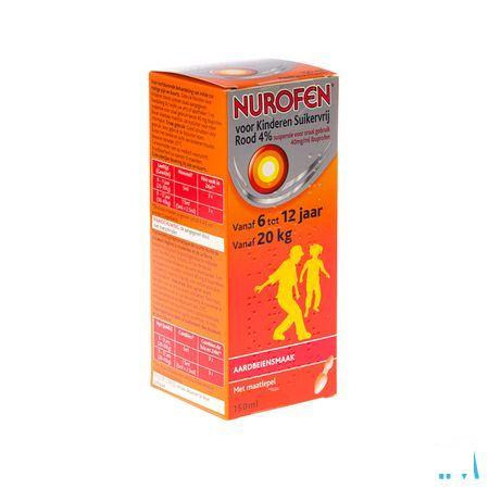 Nurofen Kind Suikervrij 4% Aardbei Orale Suspensie 150 ml