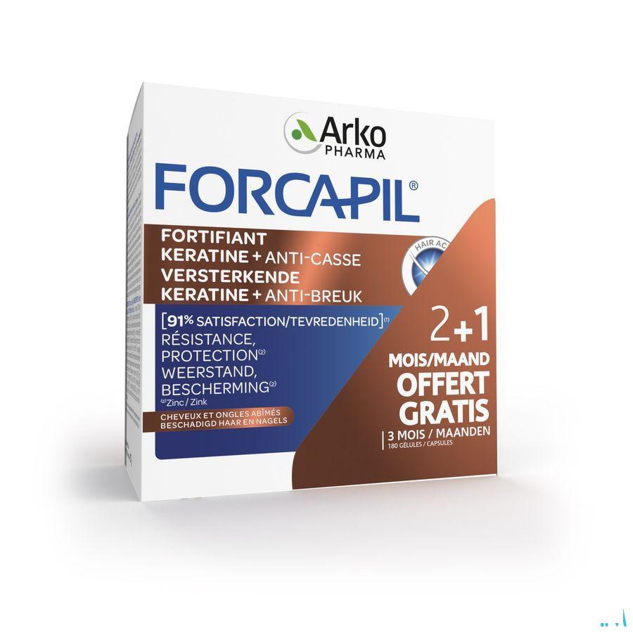 Forcapil Keratine+ Lot Caps 180  -  Arkopharma
