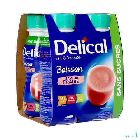 Delical Melkdrank Z/Suiker Aardbei 4X200 ml