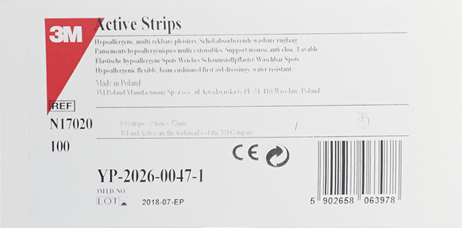 Nexcare 3m Active Strips 19x 72mm 100 17020  -  3M