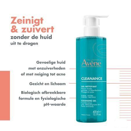 Avene Cleanance Gel Nettoyant 400 ml  -  Avene