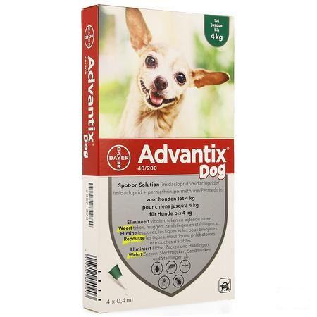 Advantix 40 - 200 Honden < 4kg Flacon 4x0,4 ml