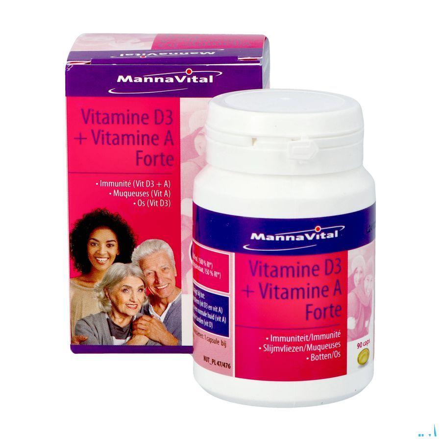 Mannavital Vitamine D3 + Vitamine A Forte Caps 90