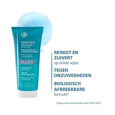 Ducray Keracnyl Gel Moussant 200 ml  -  Ducray Benelux