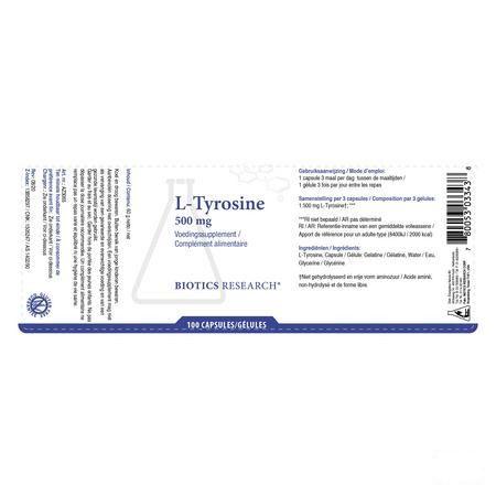 Biotics L-Tyrosine 500mg 100 capsules  -  Energetica Natura