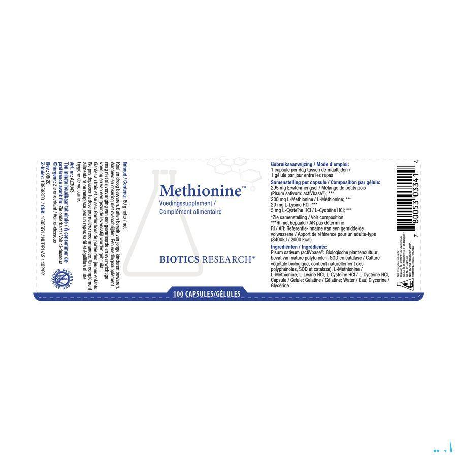 Biotics Methionine 100 gélules  -  Energetica Natura