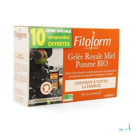 Gelee Royale Bio Miel-fructose Ampoule 20 + 10 Fitoform  -  Bioholistic Diffusion