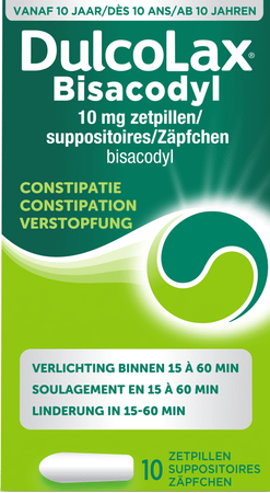 Dulcolax Bisadocyl Suppo 10 X 10 mg