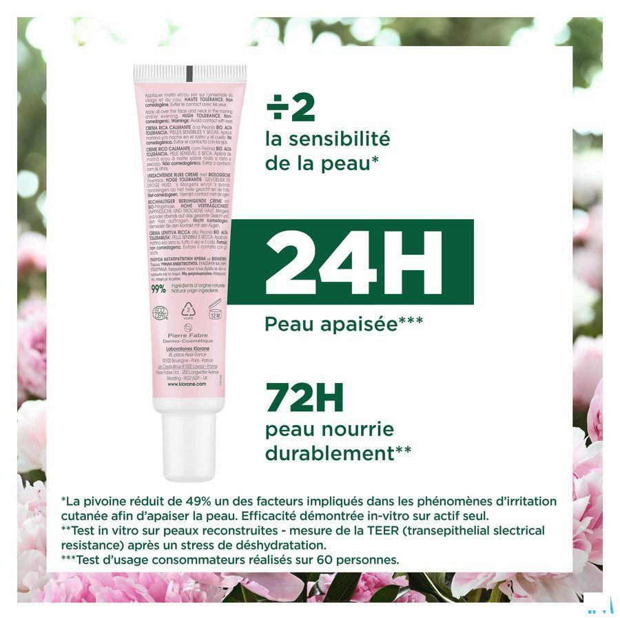 Klorane Gezicht Rijke Cr Pioenroos Bio 40 ml
