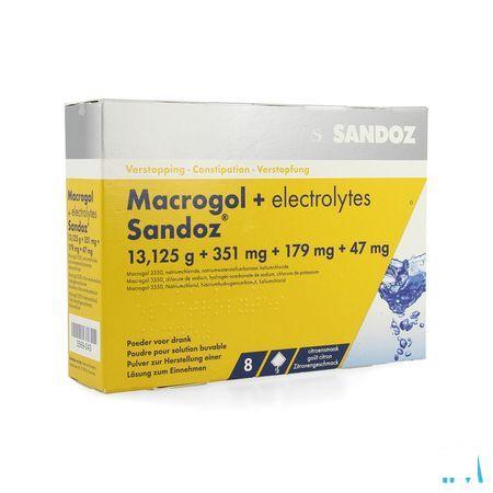 Macrogol + Electr Sandoz Pulv Gout Citron Sachets 8 