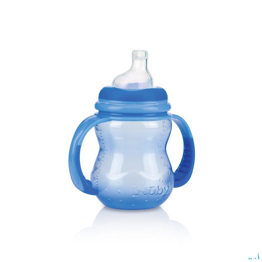 Nuby Trainingsfles Met Antilektuit - 240 ml - 6m +   -  New Valmar