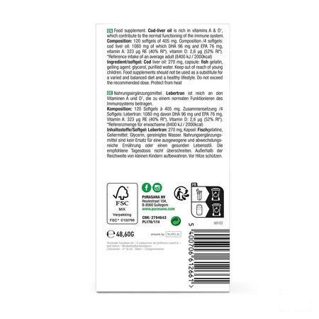 Purasana Huile Foie De Morue Capsule 120