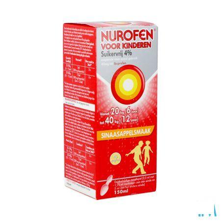 Nurofen Kind Sinaas 4% Suspensie Suikervrij 150 ml