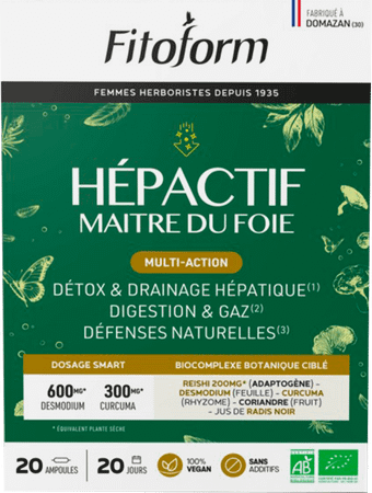 Hepactif Bio Ampoule 20x10 ml Fitoform  -  Bioholistic Diffusion
