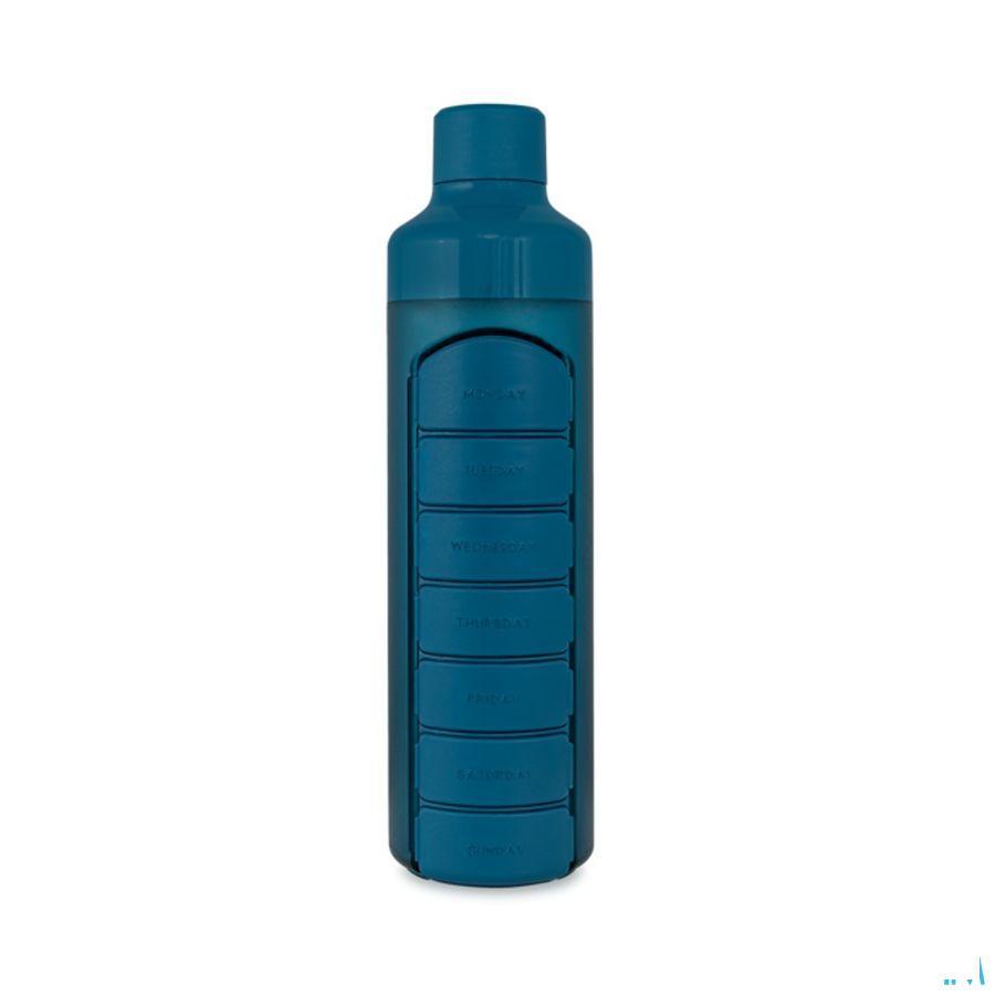Yos Water Bottle & Pill Box Weekly Bold Blue