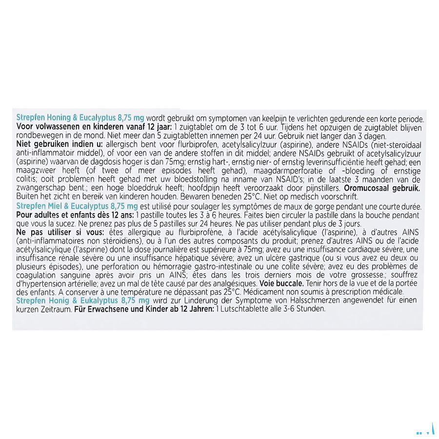 Strepfen Miel & Eucalyptus 8,75mg Past 24