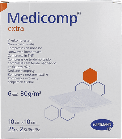 Medicomp Kompres Steriel Extra 6L 10X10Cm 30G 25X2  -  Hartmann