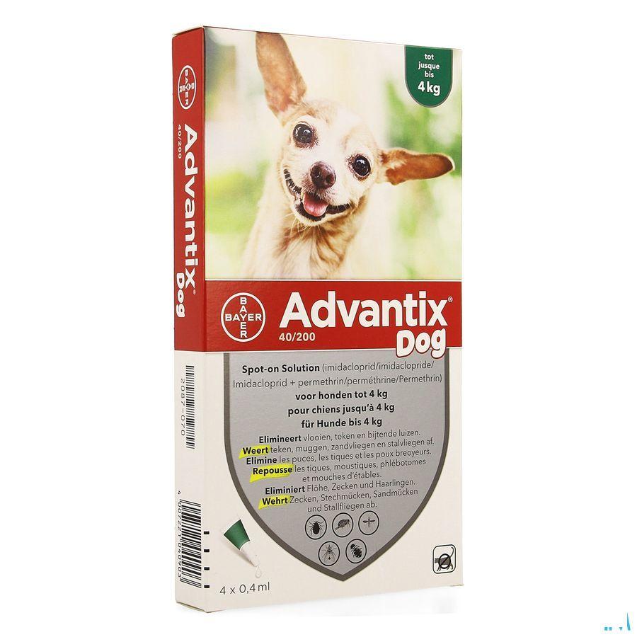 Advantix 40 - 200 Honden < 4kg Flacon 4x0,4 ml