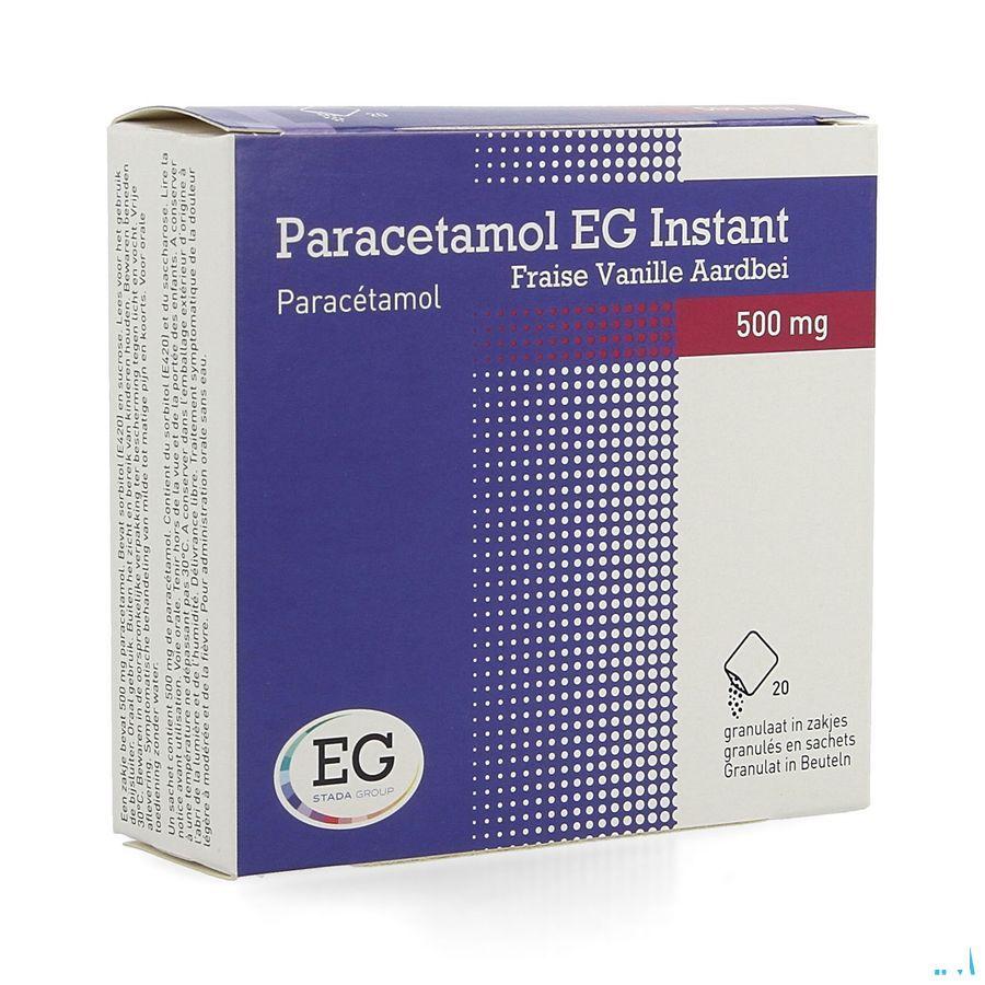 Paracetamol Eg Inst.500 mg Vanil-Aardbei Zakje 20  -  EG