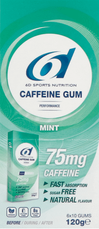 6D Sports Caffeine 75Mg Gum Mint 60 x 2G