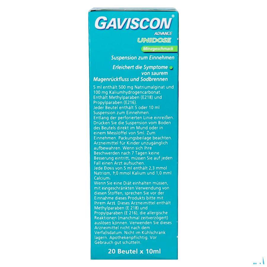 Gaviscon Advance Orale Suspensie Munt Ud Zakje 20x10 ml