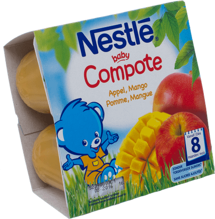 Nestle Baby Compote Pomme Mangue Pot 4x100 gr  -  Nestle
