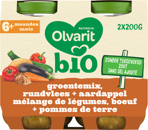 Olvarit Bio Melange Legumes Boeuf Pdt 6M 2X200G  -  Nutricia