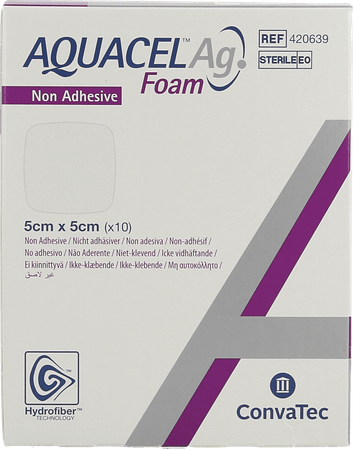 Aquacel Ag Foam Non Adhesif 5X5Cm 10
