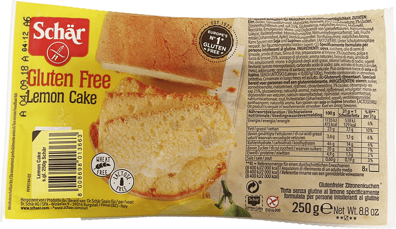Schar Cake Citroen 250 gr  -  Revogan