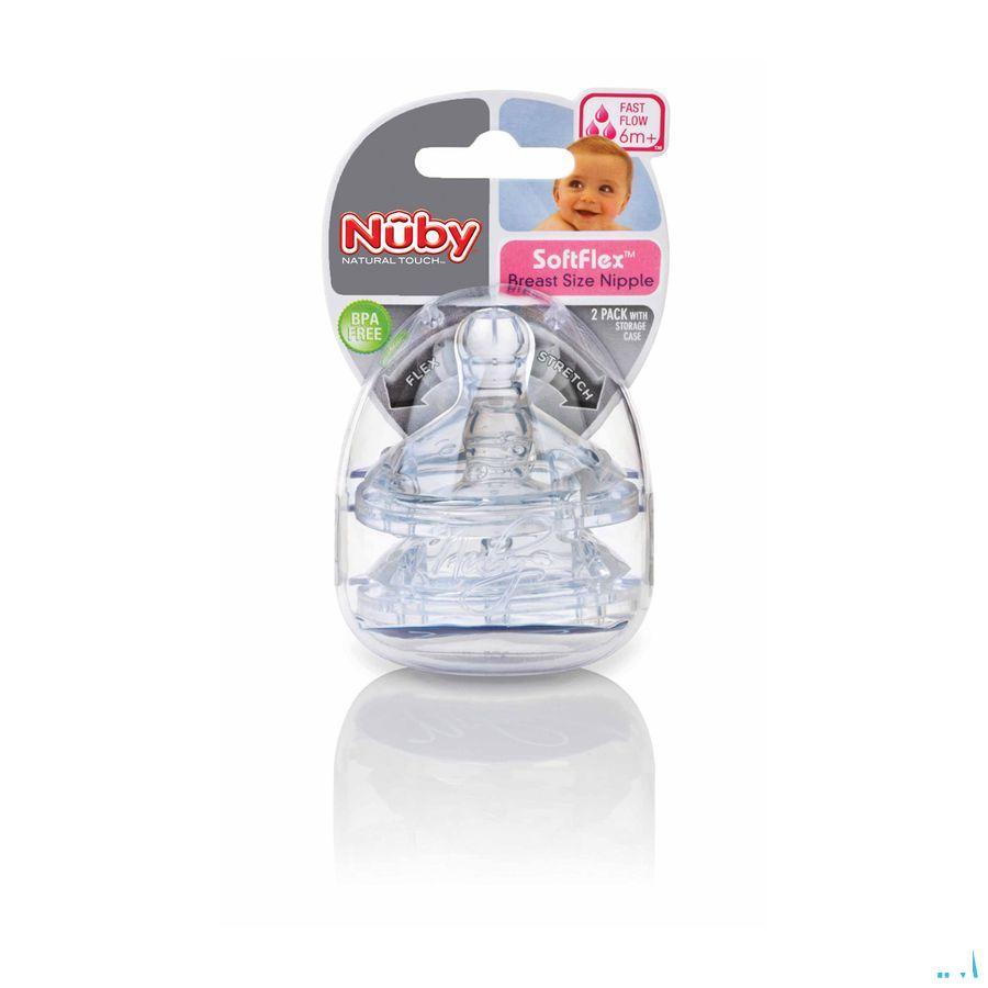 Nuby Nt Tetine De Remplacement Softflexac - Debit Moyen - 3m +   -  New Valmar