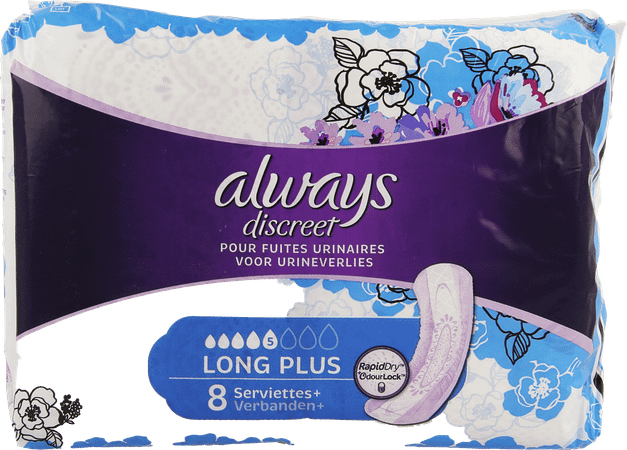 Always Discreet Incontinence Pad Long Plus 8