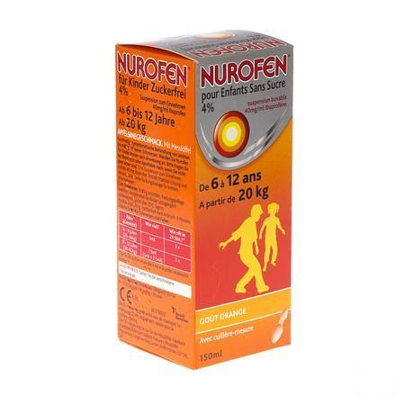 Nurofen Kind Suikervrij 4% Aardbei Orale Suspensie 150 ml