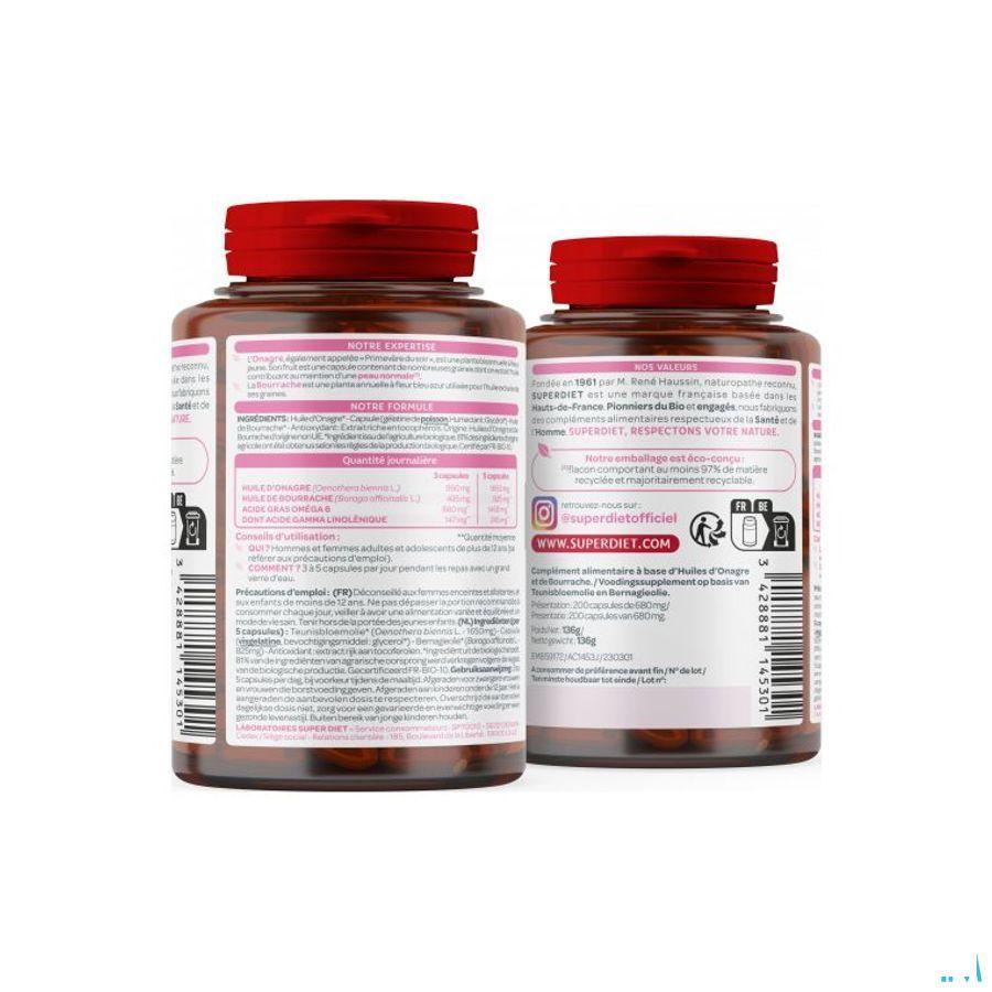 Super Diet Onagre Bourrache Capsule 200  -  Superdiet Laboratoires