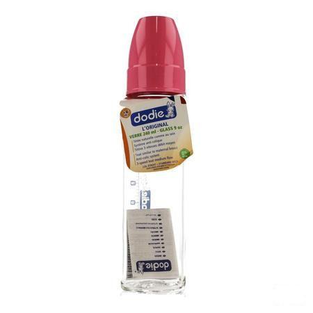 Dodie Zuigfles Glas Rose 2lftd 240 ml