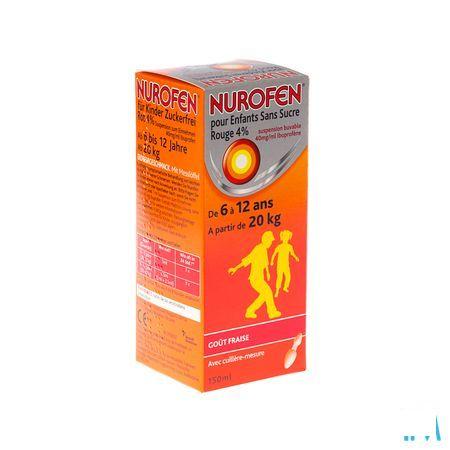 Nurofen Kind Suikervrij 4% Aardbei Orale Suspensie 150 ml