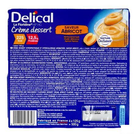 Delical Creme Dessert La Floridine Abrikoos 4X125 g  -  Bs Nutrition