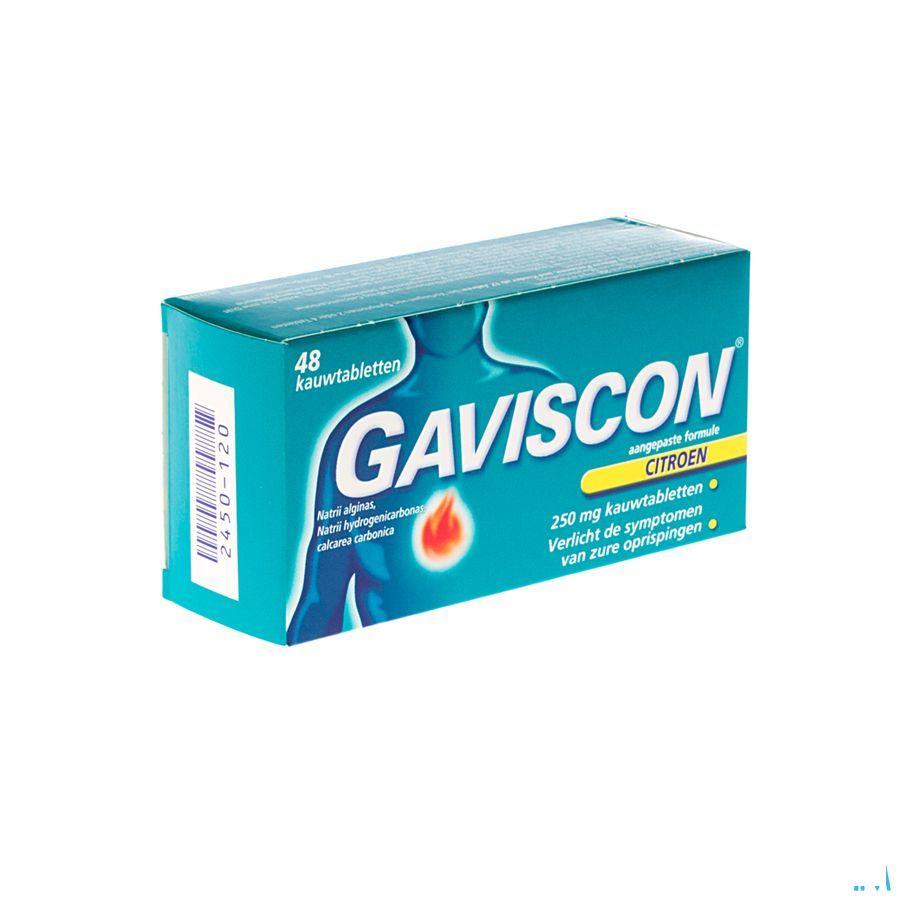 Gaviscon Aangepaste Form.Citroen 250 mg Kauwtabl 48