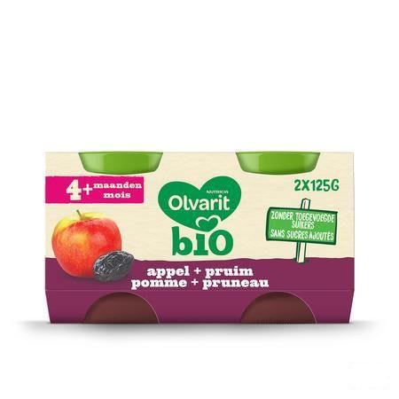 Olvarit Bio Pomme Pruneau 4M 2X125G  -  Nutricia