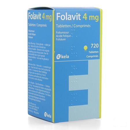 Folavit 4 mg Comp 720 X 4 mg  -  Kela Pharma